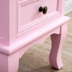 Wood Bedside Table 2-Drawer Cabinet, Pink