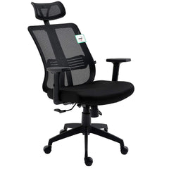 Black Mesh Back Executive Office Chair Swivel Desk Chair with Synchro-Tilt, Adjustable Armrest & Headrest