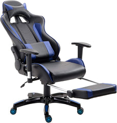 Cherry Tree Furniture High Back Gaming Recliner Computer Chair with Adjustable Armrests, Headrest & Lumbar Cushion and Extendable Footrest Blue