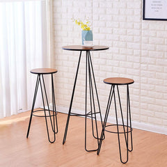 Cherry Tree Furniture Korla 3-Piece Bar Set, Kitchen Bistro Set, Solid Wood Veneer & Hairpin Legs Bar Table