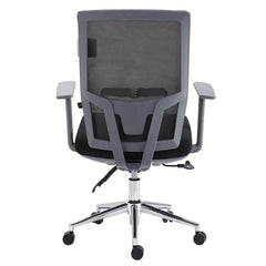 Premium Dark Grey Mesh Medium Back Chrome Base Ergonomic Office Chair Swivel Desk Chair with Synchro-Tilt & Lumbar Support
