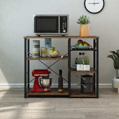 Cherry Tree Furniture Microwave Rack Shelf, Kitchen Organiser Workstation Industrial Rustic, B