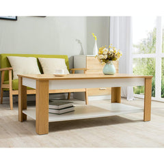 SIMBA Oak & White Colour Living Room Coffee Table/TV Stand Table 120 X 60 CM