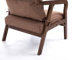 Bentwood Brown Fabric Armchair Accent Chair with Solid Wood Frame