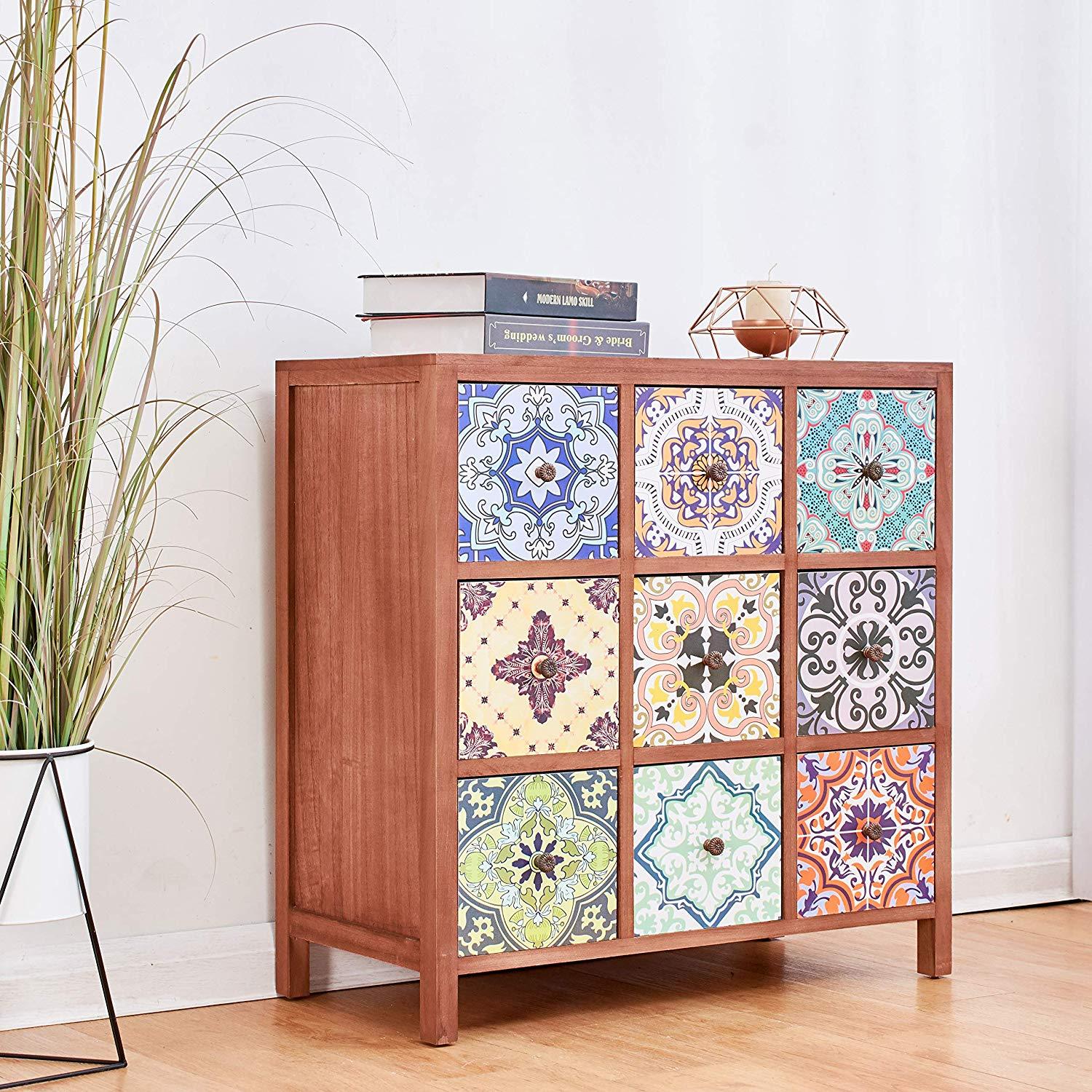 Cherry Tree Furniture Ostia 9-Drawer Multi-Coloured Wooden Cabinet Chest of Drawers