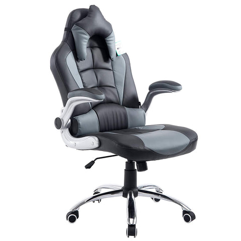 folding arm gaming chair grey