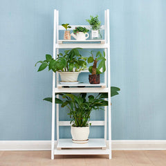 3-Tier Foldable Display Shelf Unit, Flower Shelf Unit, Standing Plant Holder, White