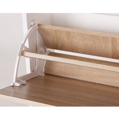 2-Drawer Wooden Shoe Cabinet Shoe Storage Unit, Oak & White