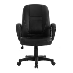 New Design Perforated PU Leather Medium Back Swivel Office Chair, Black