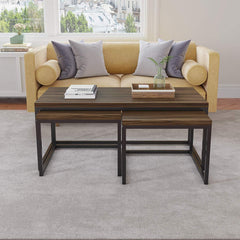 Cherry Tree Furniture CLIVE Coffee Table with Nest of 2 Tables, 1+2 Coffee Table Nesting Tables Walnut Colour