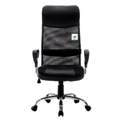 Sleek Design High Back Mesh Fabric Swivel Office Chair with Chrome Base, Black