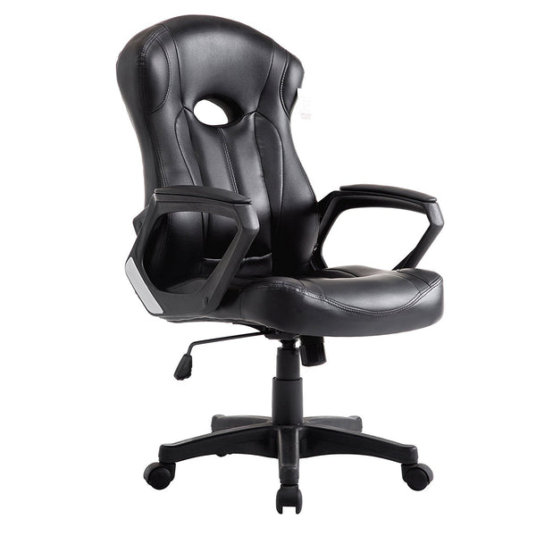 Racing Gaming Style PU Leather Swivel Office Chair, Black