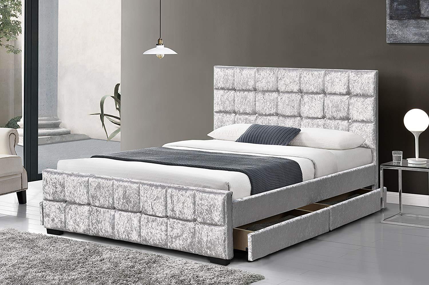 Velvet upholstered clearance storage bed