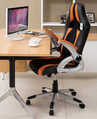 CTF High Back PU Leather & Fabric Racing Gaming Swivel Chair with Adjustable Armrests, Orange