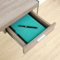 OTTO Modern Design Walnut Grey Wood and Glass Desk