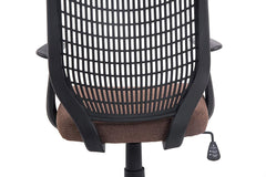 Fabric Medium Mesh Back Desk Office Swivel Chair with Removable Back Cushion, Brown