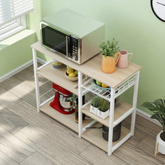 Cherry Tree Furniture Microwave Rack Shelf, Kitchen Organiser Workstation White Oak Colour, B