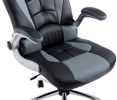 CTF High Back Racing Sport Swivel Chair with Adjustable Armrests & Headrest Cushion, Grey