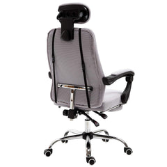 Fabric Recline Office Chair with Footrest and Neck & Lumbar Cushion, Grey