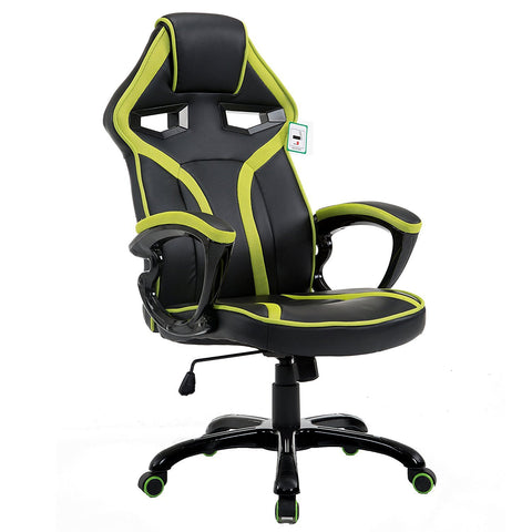 CTF Racing Style Gaming PU Leather Swivel Desk Chair with Fabric Trim, Green