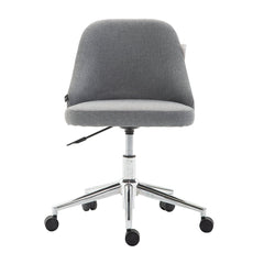 Brushed Fabric Medium Back Computer Desk Office Swivel Chair with Chrome Base, Grey