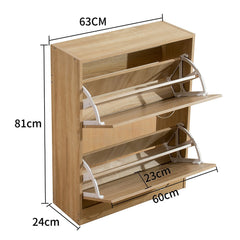 2-Drawer Wooden Shoe Cabinet Shoe Storage Unit, Oak Colour