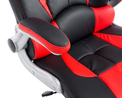 CTF High Back Racing Sport Swivel Chair with Adjustable Armrests & Headrest Cushion, Red