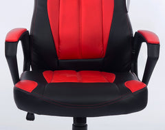 Racing Gaming Style PU Leather Swivel Office Chair, Black & Red