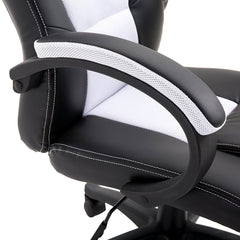 CTF Sport Racing Gaming PU Leather & Fabric Swivel Office Chair, White