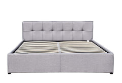 CORONA Fabric Ottoman Storage Bed Frame with Tufted Headboard, Grey