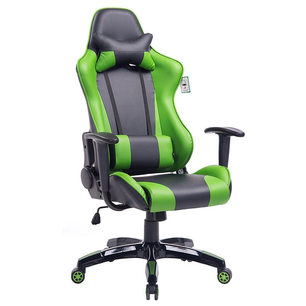 CTF PRO High Back Metal Frame Swivel Gaming Chair with 3-D Adjustable Armrests, Green