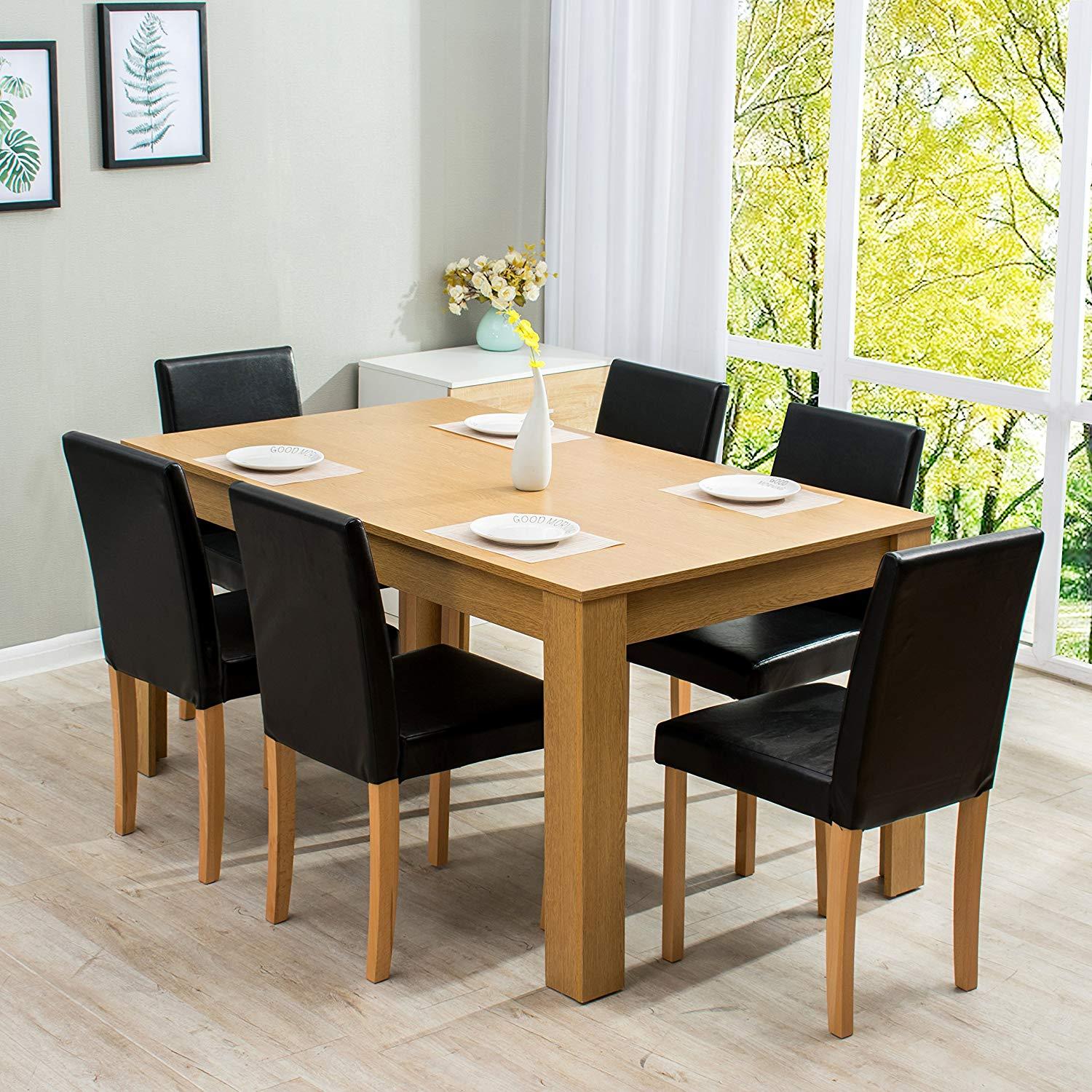 7-Piece Dining Room Set 6-Seater Dining Table with 6 Chairs