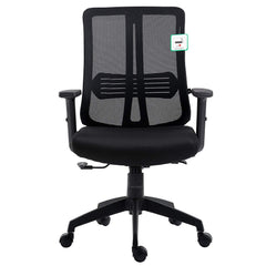 Black Mesh Medium Back Executive Office Chair Swivel Desk Chair with Synchro-Tilt, Adjustable Armrests