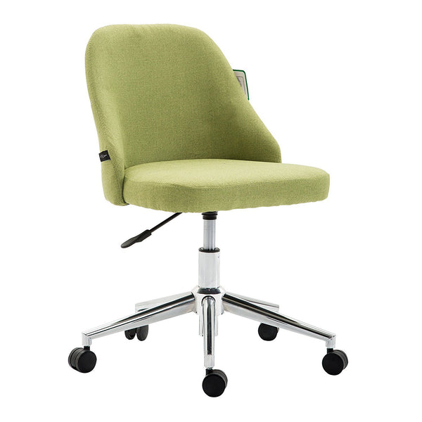 Brushed Fabric Medium Back Computer Desk Office Swivel Chair with Chrome Base, Green