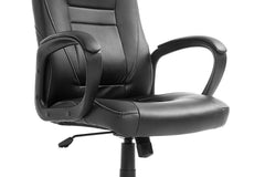 New Design Perforated PU Leather Medium Back Swivel Office Chair, Black