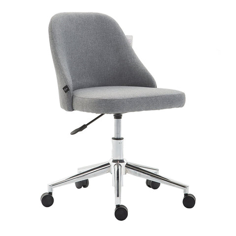 Brushed Fabric Medium Back Computer Desk Office Swivel Chair with Chrome Base, Grey