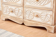 Cherry Tree Furniture Country Vintage Style Wooden Sculpted 4-Drawer Cushioned Shoe Bench Storage Bench
