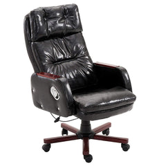 Luxury PU Leather Executive Swivel Computer Chair Office Desk Chair with Latch Recline Mechanism, Black