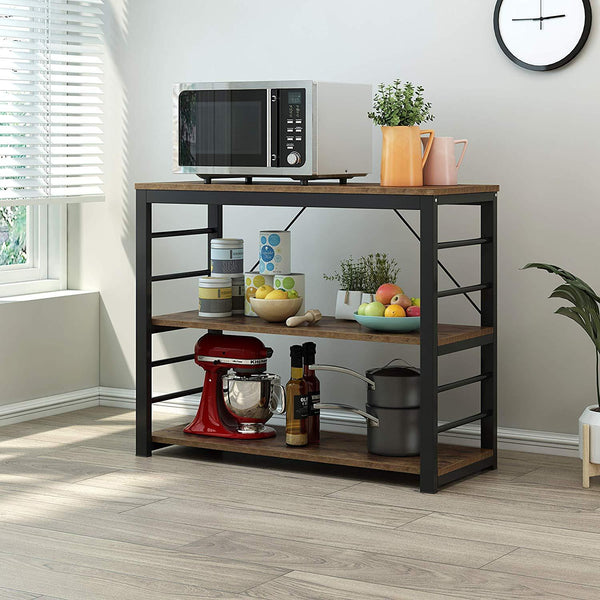 Cherry Tree Furniture Microwave Rack Shelf, Kitchen Organiser Workstation Industrial Rustic, A