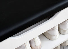 2-Level Shoe Rack Bench Storage with Padded Seat, Black