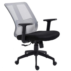 Grey Mesh Medium Back Executive Office Chair Swivel Desk Chair with Synchro-Tilt, Adjustable Armrests