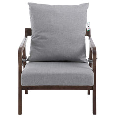 Bentwood Grey Fabric Armchair Accent Chair with Solid Wood Frame