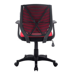Fabric Medium Mesh Back Desk Office Swivel Chair with Removable Back Cushion, Red