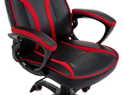 CTF Racing Style Gaming PU Leather Swivel Desk Chair with Fabric Trim, Red