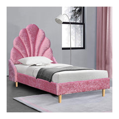 ARIEL Linen Fabric Upholstered Bed with Scalloped Headboard