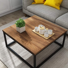 CLIVE Mid-Century Style Walnut Colour Coffee Table with Black Metal Frame