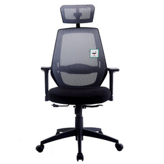 Mesh Fabric High Back Swivel Office Chair with Adjustable Armrests, Lumbar Support & Headrest, Grey