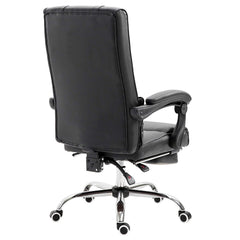 Premium Executive Reclining Desk Chair with Footrest, Headrest and Lumbar Cushion Support (Black PU)