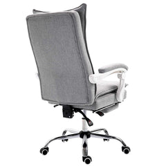 Executive Double Layer Padding Recline Desk Chair Office Chair with Footrest, Grey Fabric