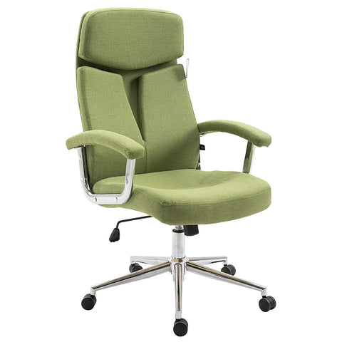 Premium Fabric Swivel Office Chair Computer Desk Chair with Chrome Armrests & Base, Green